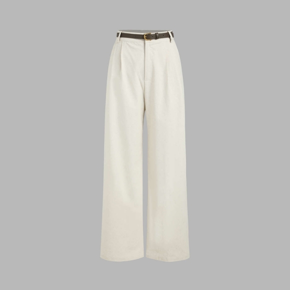 NWT Cider Petite Belted Linen Blend Wide Leg Trousers, Size 4/S - Picture 1 of 7
